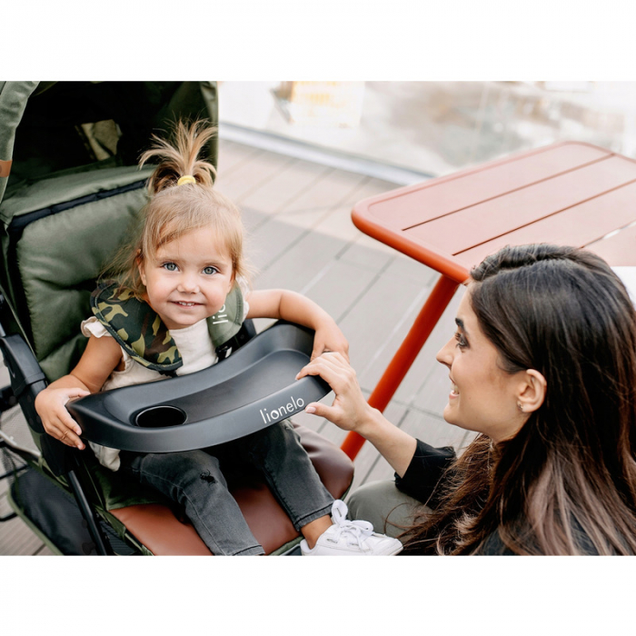 Carucior sport, Lionelo, Emma Plus, Cu tavita, 2 Suporturi pentru pahar, Geanta accesorii, Conform cu standardul european de securitate EN1888-1, Forest Green [24]
