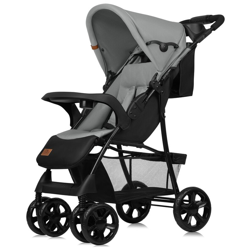 Carucior sport, Lionelo, Emma Plus, Cu tavita, 2 Suporturi pentru pahar, Geanta accesorii, Conform cu standardul european de securitate EN1888-1, Gri [17]