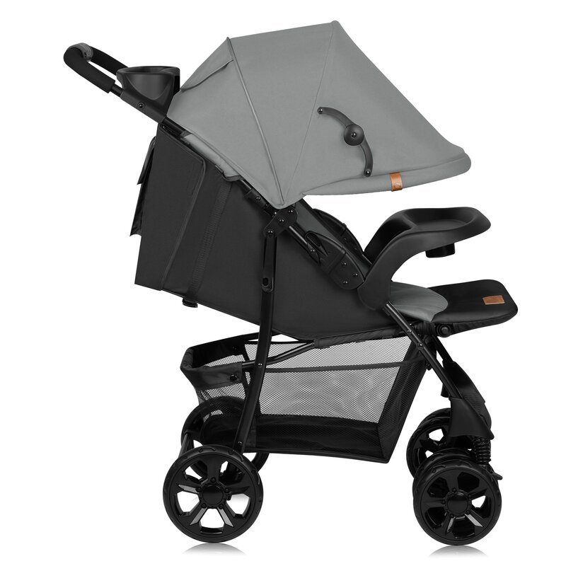 Carucior sport, Lionelo, Emma Plus, Cu tavita, 2 Suporturi pentru pahar, Geanta accesorii, Conform cu standardul european de securitate EN1888-1, Gri [5]