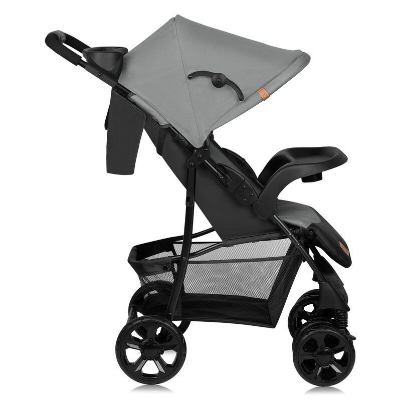 Carucior sport, Lionelo, Emma Plus, Cu tavita, 2 Suporturi pentru pahar, Geanta accesorii, Conform cu standardul european de securitate EN1888-1, Gri [3]