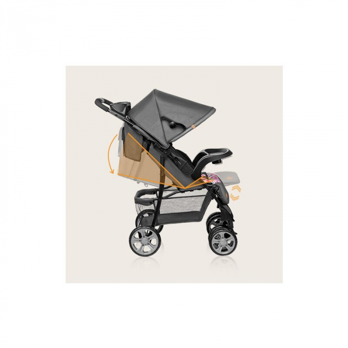 Carucior sport, Lionelo, Emma Plus, Cu tavita, 2 Suporturi pentru pahar, Geanta accesorii, Conform cu standardul european de securitate EN1888-1, Pink Scandi [23]