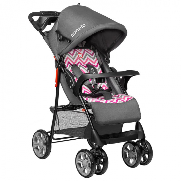 Carucior sport, Lionelo, Emma Plus, Cu tavita, 2 Suporturi pentru pahar, Geanta accesorii, Conform cu standardul european de securitate EN1888-1, Pink Scandi [1]