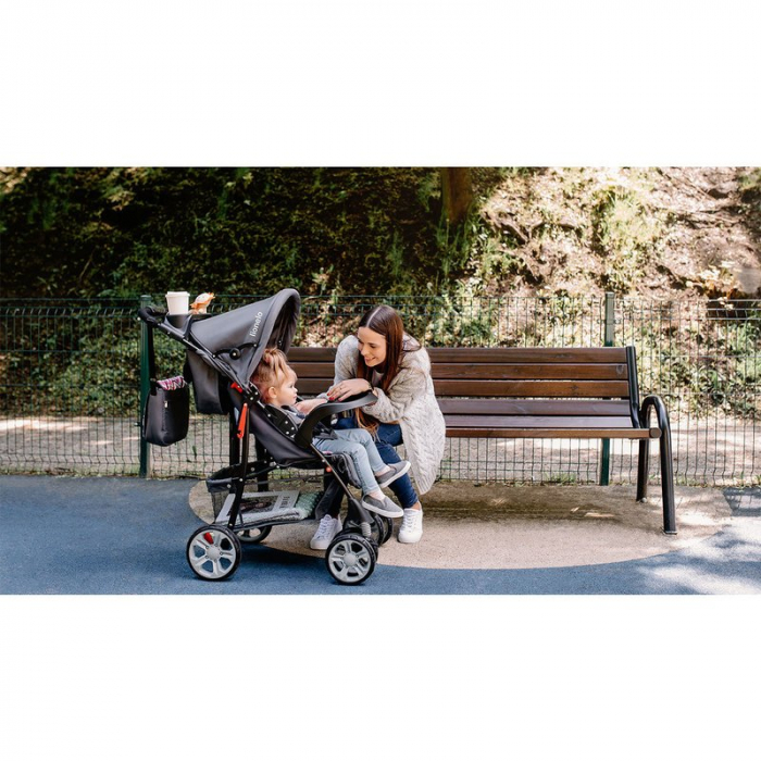 Carucior sport, Lionelo, Emma Plus, Cu tavita, 2 Suporturi pentru pahar, Geanta accesorii, Conform cu standardul european de securitate EN1888-1, Pink Scandi [24]