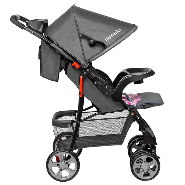 Carucior sport, Lionelo, Emma Plus, Cu tavita, 2 Suporturi pentru pahar, Geanta accesorii, Conform cu standardul european de securitate EN1888-1, Pink Scandi [6]