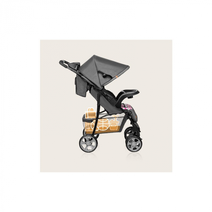 Carucior sport, Lionelo, Emma Plus, Cu tavita, 2 Suporturi pentru pahar, Geanta accesorii, Conform cu standardul european de securitate EN1888-1, Pink Scandi [21]