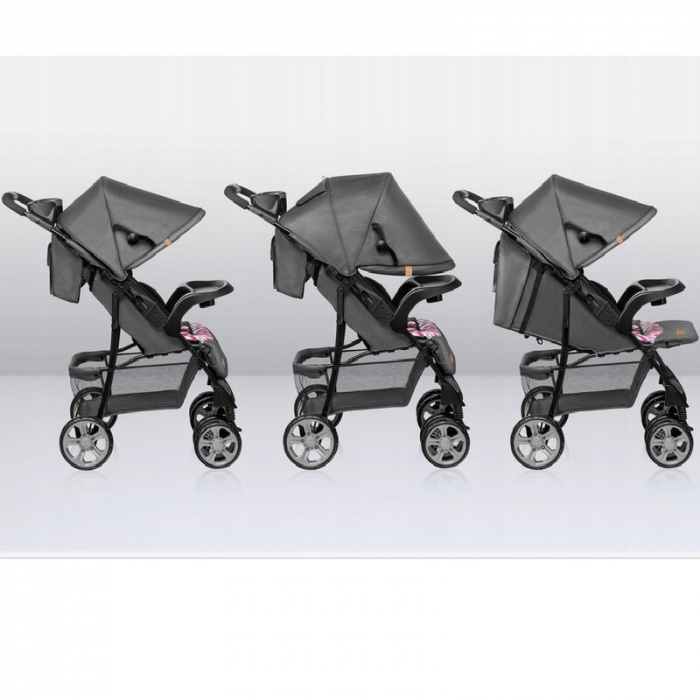 Carucior sport, Lionelo, Emma Plus, Cu tavita, 2 Suporturi pentru pahar, Geanta accesorii, Conform cu standardul european de securitate EN1888-1, Pink Scandi [32]