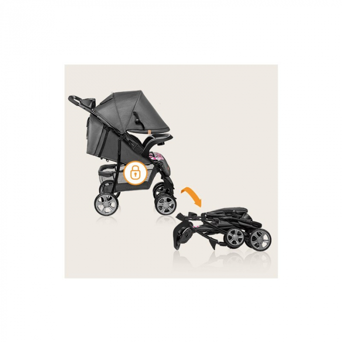 Carucior sport, Lionelo, Emma Plus, Cu tavita, 2 Suporturi pentru pahar, Geanta accesorii, Conform cu standardul european de securitate EN1888-1, Pink Scandi [25]