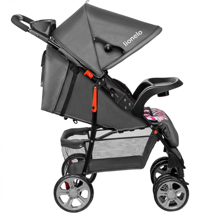 Carucior sport, Lionelo, Emma Plus, Cu tavita, 2 Suporturi pentru pahar, Geanta accesorii, Conform cu standardul european de securitate EN1888-1, Pink Scandi [9]