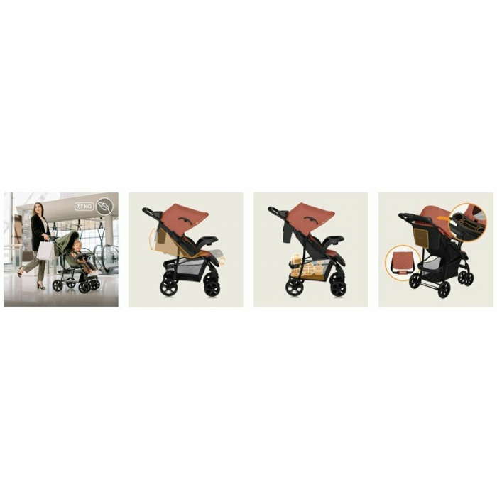 Carucior sport, Lionelo, Emma Plus, Cu tavita, 2 Suporturi pentru pahar, Geanta accesorii, Conform cu standardul european de securitate EN1888-1, Roz [21]