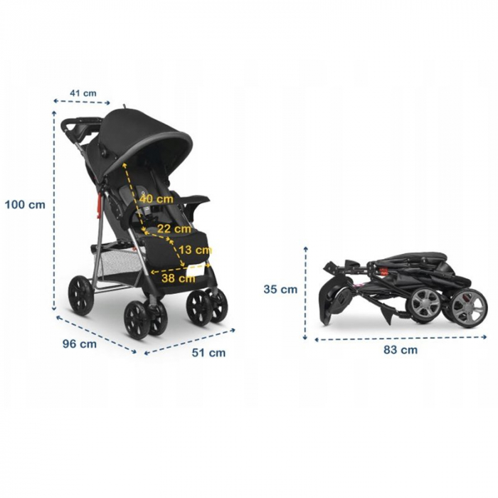Carucior sport, Lionelo, Emma Plus, Cu tavita, 2 Suporturi pentru pahar, Geanta accesorii, Conform cu standardul european de securitate EN1888-1, Stone [21]