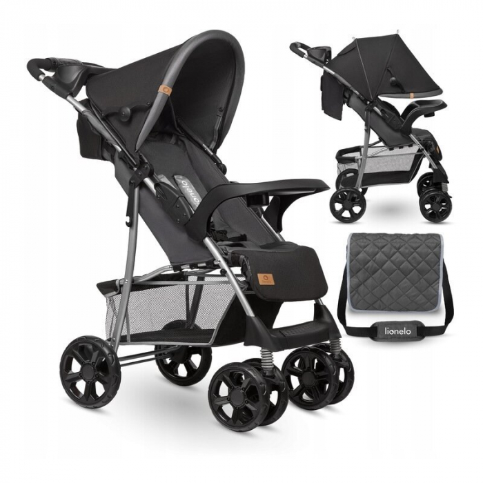 Carucior sport, Lionelo, Emma Plus, Cu tavita, 2 Suporturi pentru pahar, Geanta accesorii, Conform cu standardul european de securitate EN1888-1, Stone [3]