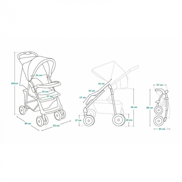Carucior sport, Lionelo, Emma Plus, Cu tavita, 2 Suporturi pentru pahar, Geanta accesorii, Conform cu standardul european de securitate EN1888-1, Stone [40]
