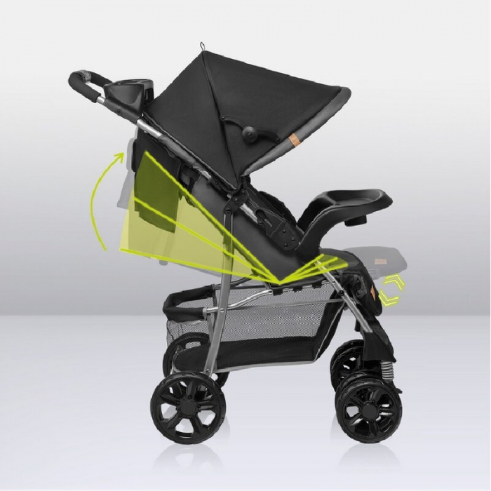 Carucior sport, Lionelo, Emma Plus, Cu tavita, 2 Suporturi pentru pahar, Geanta accesorii, Conform cu standardul european de securitate EN1888-1, Stone [43]