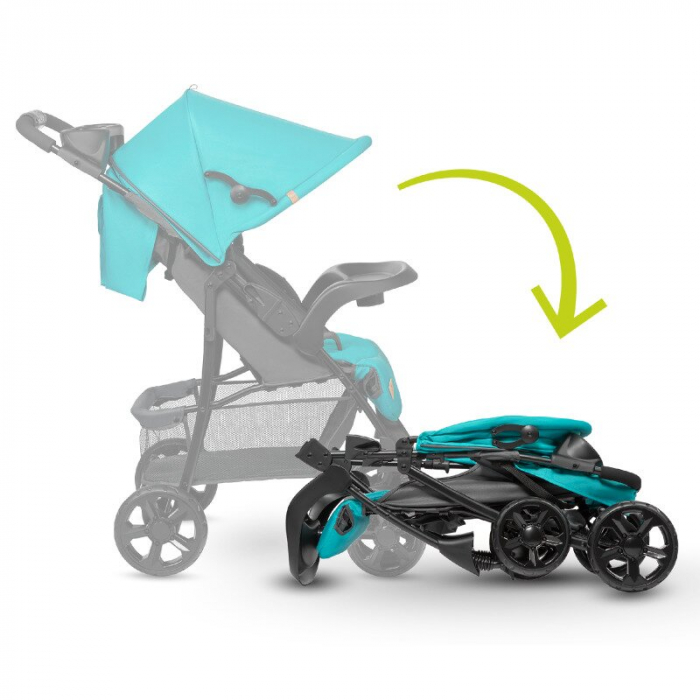 Carucior sport, Lionelo, Emma Plus, Cu tavita, 2 Suporturi pentru pahar, Geanta accesorii, Conform cu standardul european de securitate EN1888-1, Vivid Turquoise [30]