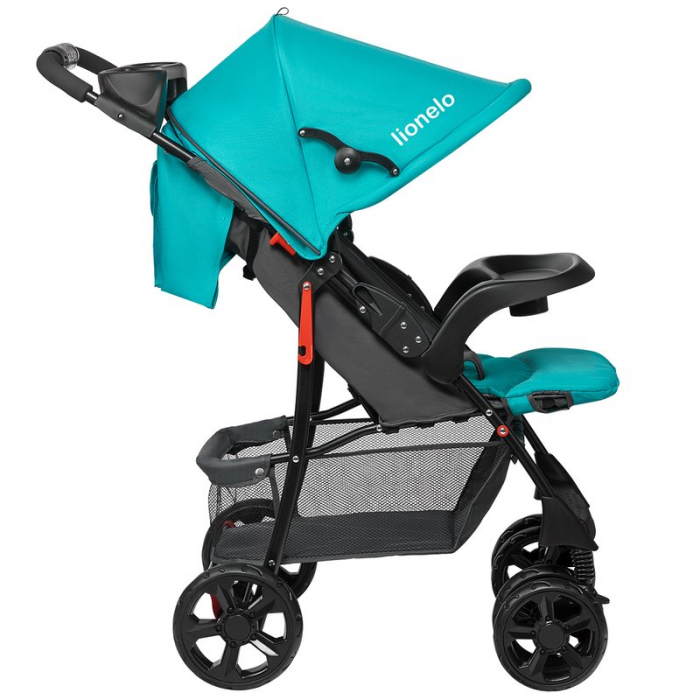 Carucior sport, Lionelo, Emma Plus, Cu tavita, 2 Suporturi pentru pahar, Geanta accesorii, Conform cu standardul european de securitate EN1888-1, Vivid Turquoise [8]