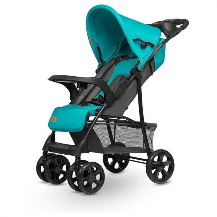 Carucior sport, Lionelo, Emma Plus, Cu tavita, 2 Suporturi pentru pahar, Geanta accesorii, Conform cu standardul european de securitate EN1888-1, Vivid Turquoise [11]