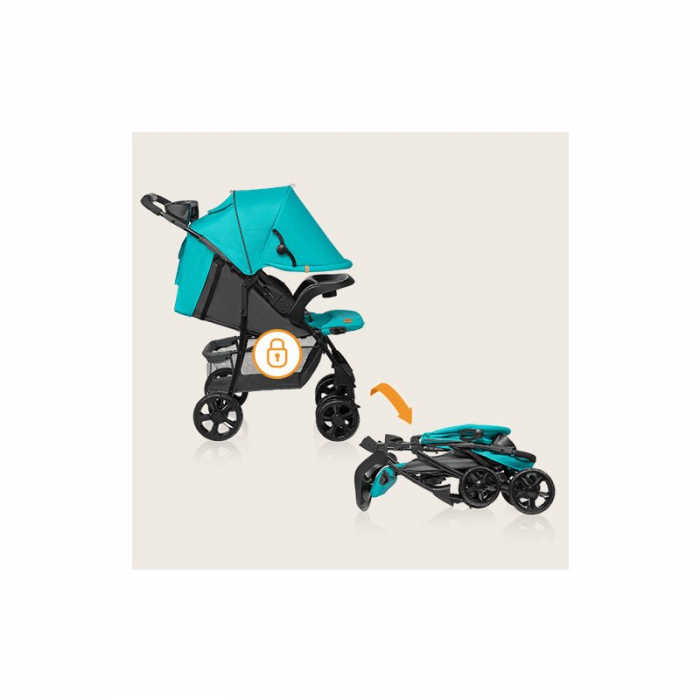 Carucior sport, Lionelo, Emma Plus, Cu tavita, 2 Suporturi pentru pahar, Geanta accesorii, Conform cu standardul european de securitate EN1888-1, Vivid Turquoise [26]