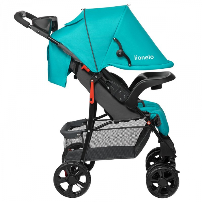 Carucior sport, Lionelo, Emma Plus, Cu tavita, 2 Suporturi pentru pahar, Geanta accesorii, Conform cu standardul european de securitate EN1888-1, Vivid Turquoise [7]