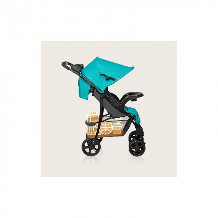 Carucior sport, Lionelo, Emma Plus, Cu tavita, 2 Suporturi pentru pahar, Geanta accesorii, Conform cu standardul european de securitate EN1888-1, Vivid Turquoise [24]