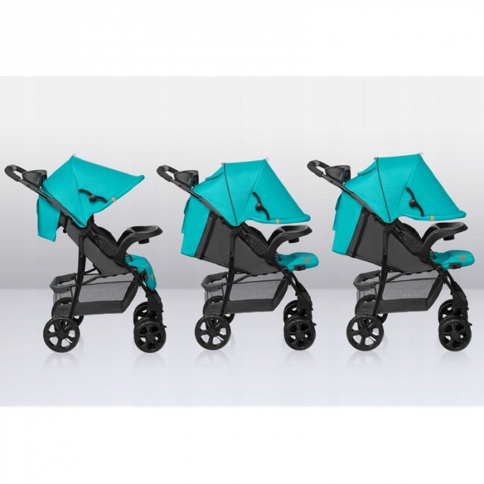 Carucior sport, Lionelo, Emma Plus, Cu tavita, 2 Suporturi pentru pahar, Geanta accesorii, Conform cu standardul european de securitate EN1888-1, Vivid Turquoise [31]