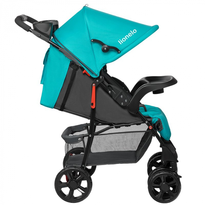 Carucior sport, Lionelo, Emma Plus, Cu tavita, 2 Suporturi pentru pahar, Geanta accesorii, Conform cu standardul european de securitate EN1888-1, Vivid Turquoise [6]