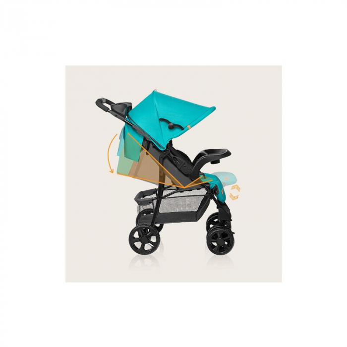 Carucior sport, Lionelo, Emma Plus, Cu tavita, 2 Suporturi pentru pahar, Geanta accesorii, Conform cu standardul european de securitate EN1888-1, Vivid Turquoise [25]