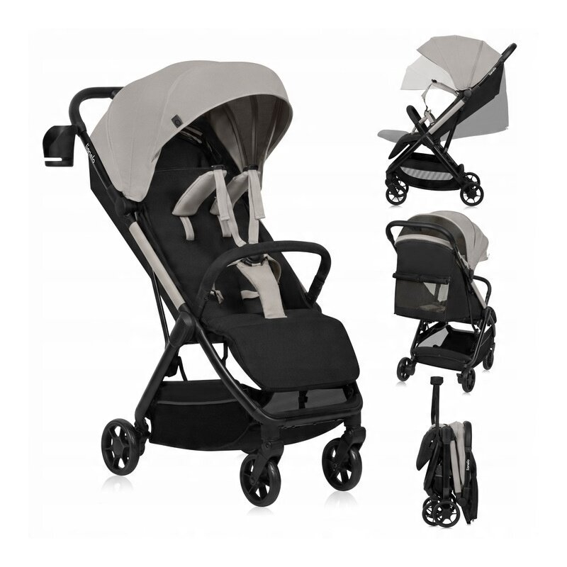 Carucior sport, Lionelo, Julie Air, Greutate redusa - 7.5 kg, Sustine 22 kg, 6 luni+, Capotina impermeabila, Protectie SPF 50+, Include suport sticla, Pliere compacta pentru calatorii, Conform cu EN18 [5]