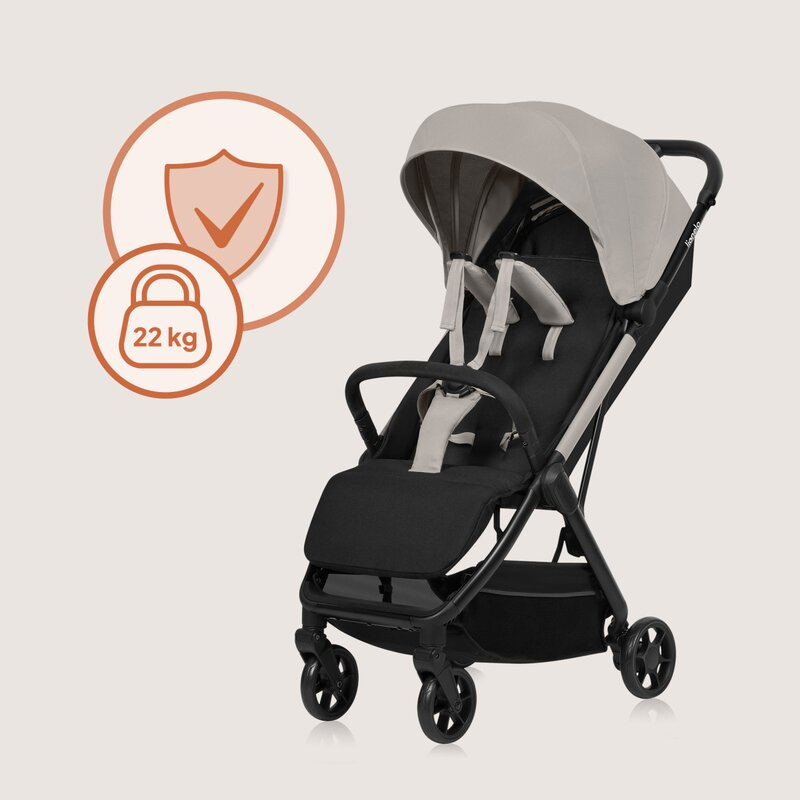 Carucior sport, Lionelo, Julie Air, Greutate redusa - 7.5 kg, Sustine 22 kg, 6 luni+, Capotina impermeabila, Protectie SPF 50+, Include suport sticla, Pliere compacta pentru calatorii, Conform cu EN18 [15]
