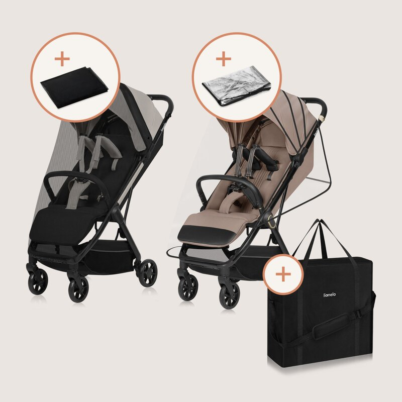 Carucior sport, Lionelo, Julie Air, Greutate redusa - 7.5 kg, Sustine 22 kg, 6 luni+, Capotina impermeabila, Protectie SPF 50+, Include suport sticla, Pliere compacta pentru calatorii, Conform cu EN18 [18]