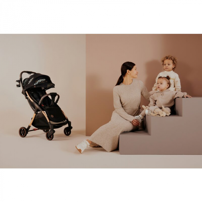 Carucior sport, Lionelo, Julie One, Editie limitata Golden Moments, De la nastere, Greutate redusa, Cu accesorii, Cadru din aluminiu, 0-22 kg, Pliere compacta pentru avion, Conform cu standardele euro [40]