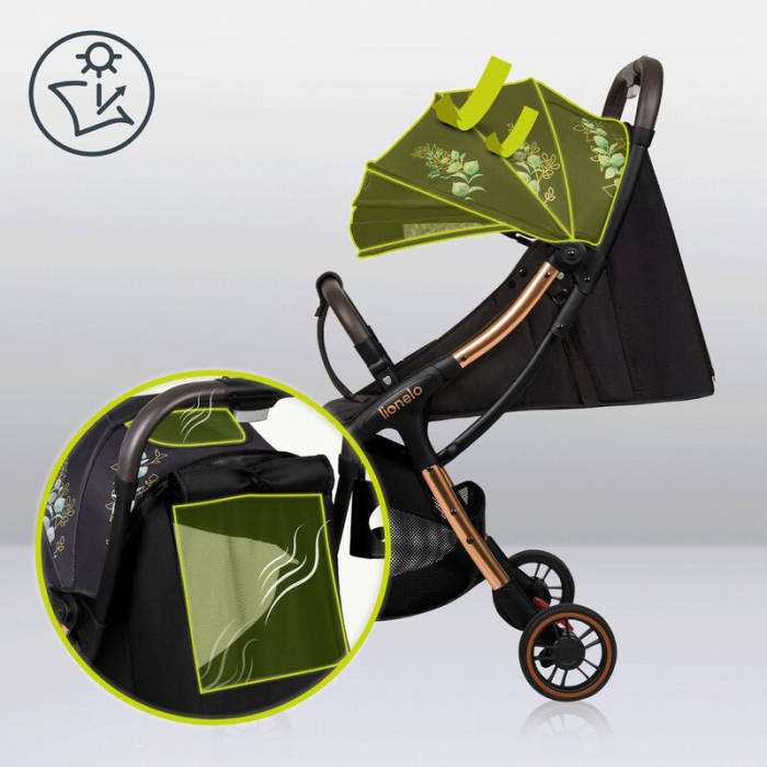 Carucior sport, Lionelo, Julie One, Editie limitata Golden Moments, De la nastere, Greutate redusa, Cu accesorii, Cadru din aluminiu, 0-22 kg, Pliere compacta pentru avion, Conform cu standardele euro [26]