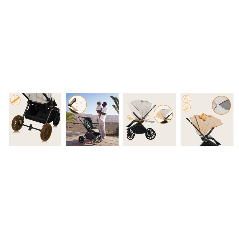 Carucior sport, Lionelo, Mika Plus, Cadru din aluminiu, Copertina XXL, Spatar reglabil in 3 pozitii, Cu accesorii, Pana la 22 kg, 6-48 luni; EN1888-1, EN1888-2 EN1466, Bej [23]