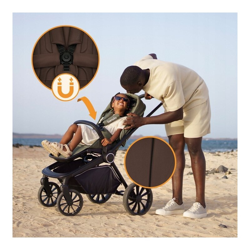 Carucior sport, Lionelo, Mika Plus, Cadru din aluminiu, Copertina XXL, Spatar reglabil in 3 pozitii, Cu accesorii, Pana la 22 kg, 6-48 luni; EN1888-1, EN1888-2 EN1466, Mocha Mousse [15]