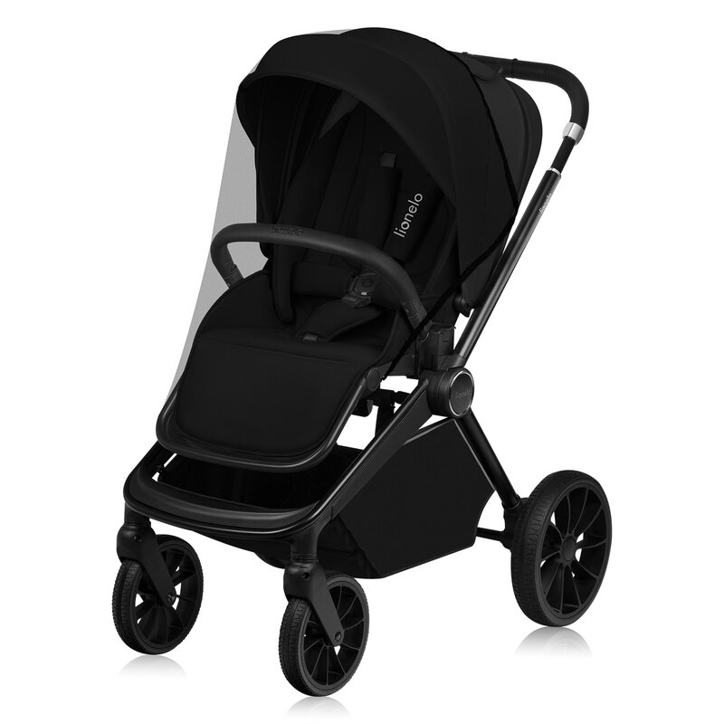 Carucior sport, Lionelo, Mika Plus, Cadru din aluminiu, Copertina XXL, Spatar reglabil in 3 pozitii, Cu accesorii, Pana la 22 kg, 6-48 luni; EN1888-1, EN1888-2 EN1466, Negru [6]