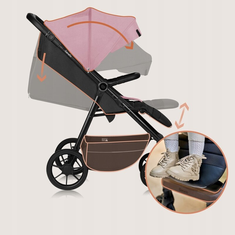 Carucior sport, Lionelo, Mira, Maner reglabil in 5 pozitii, Spatar si suport de picioare reglabile, Plasa de tantari si suport biberon incluse, Pana la 22 kg, 6 luni+, Conform cu EN1888-1, EN1888-2, T [11]