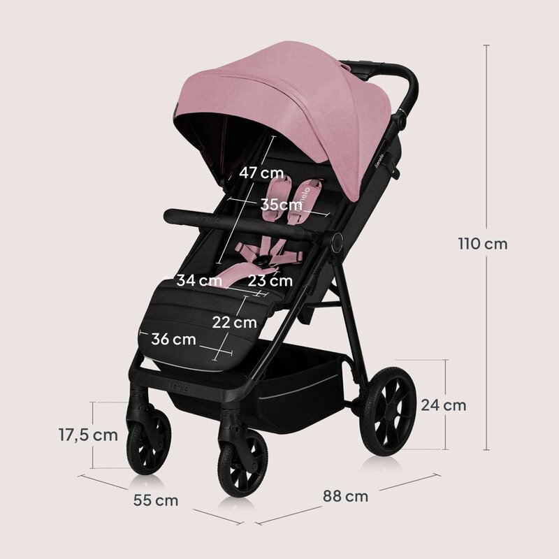 Carucior sport, Lionelo, Mira, Maner reglabil in 5 pozitii, Spatar si suport de picioare reglabile, Plasa de tantari si suport biberon incluse, Pana la 22 kg, 6 luni+, Conform cu EN1888-1, EN1888-2, T [18]