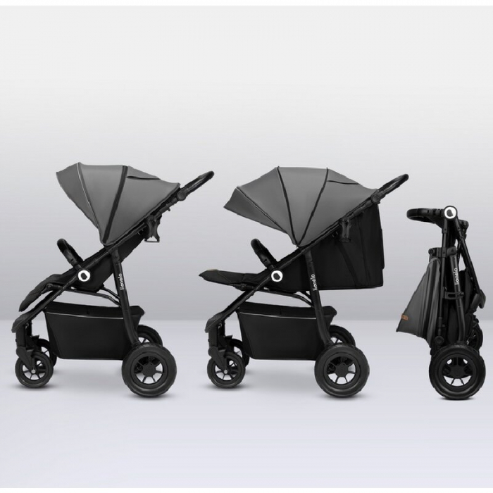 Carucior sport, Lionelo, Natt, De la nastere, Cu accesorii si capotina XXL reglabila, 0 - 22 kg, Conform cu standardele europene de securitate EN1888-1, EN1888-2, Gri [19]
