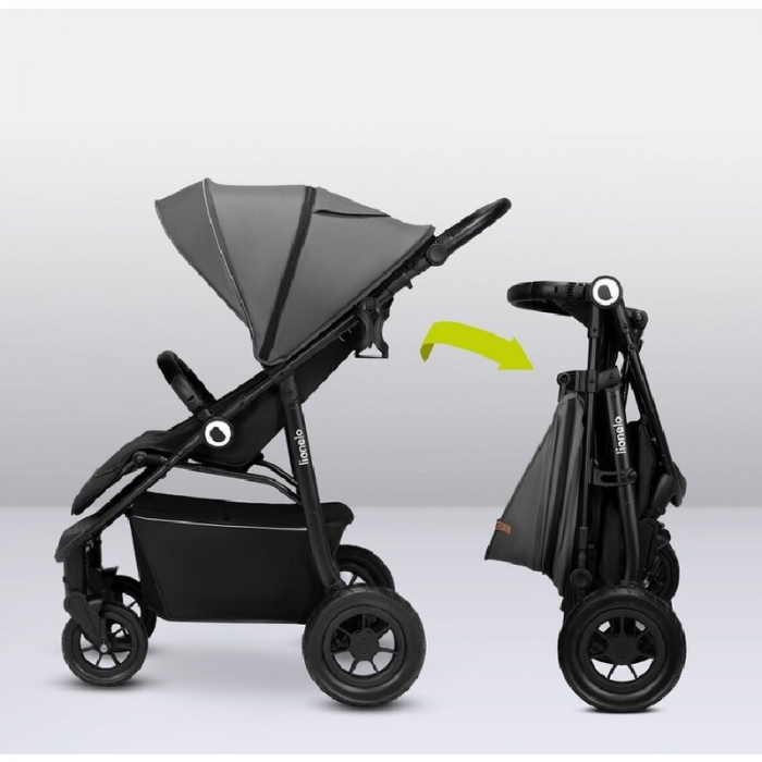 Carucior sport, Lionelo, Natt, De la nastere, Cu accesorii si capotina XXL reglabila, 0 - 22 kg, Conform cu standardele europene de securitate EN1888-1, EN1888-2, Gri [26]