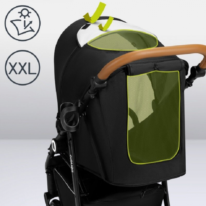 Carucior sport, Lionelo, Natt, De la nastere, Cu accesorii si capotina XXL reglabila, 0 - 22 kg, Conform cu standardele europene de securitate EN1888-1, EN1888-2, Negru Onyx [30]