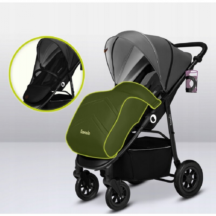 Carucior sport, Lionelo, Natt, De la nastere, Cu accesorii si capotina XXL reglabila, 0 - 22 kg, Conform cu standardele europene de securitate EN1888-1, EN1888-2, Gri [25]