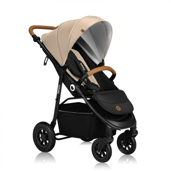Carucior sport, Lionelo, Natt, De la nastere, Cu accesorii si capotina XXL reglabila, 0 - 22 kg, Conform cu standardele europene de securitate EN1888-1, EN1888-2, Bej [1]