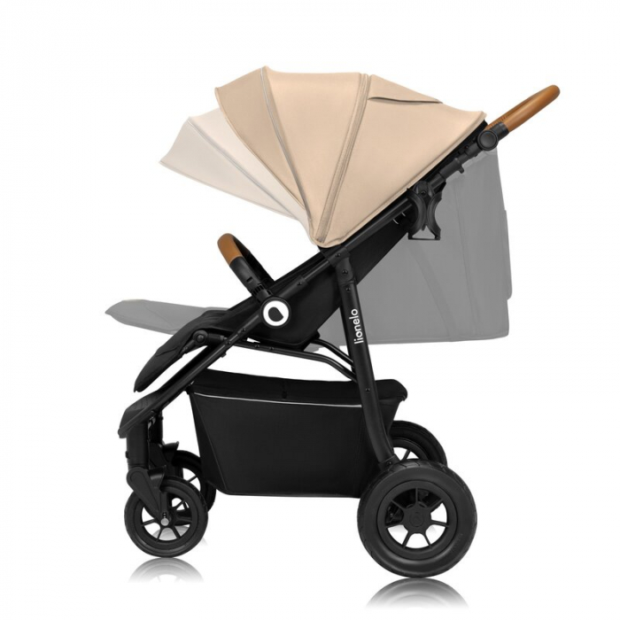 Carucior sport, Lionelo, Natt, De la nastere, Cu accesorii si capotina XXL reglabila, 0 - 22 kg, Conform cu standardele europene de securitate EN1888-1, EN1888-2, Bej [10]