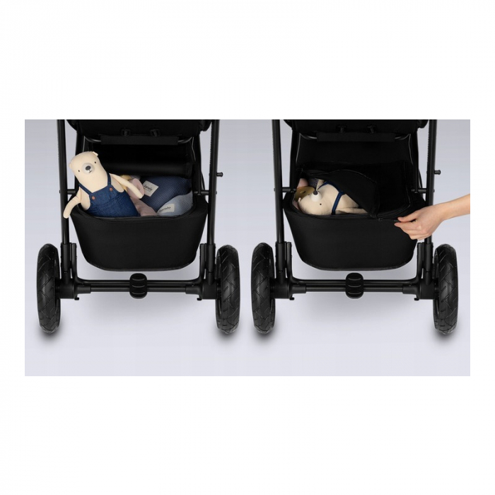 Carucior sport, Lionelo, Natt, De la nastere, Cu accesorii si capotina XXL reglabila, 0 - 22 kg, Conform cu standardele europene de securitate EN1888-1, EN1888-2, Negru Onyx [23]