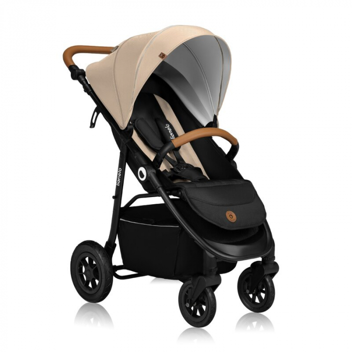 Carucior sport, Lionelo, Natt, De la nastere, Cu accesorii si capotina XXL reglabila, 0 - 22 kg, Conform cu standardele europene de securitate EN1888-1, EN1888-2, Bej [3]