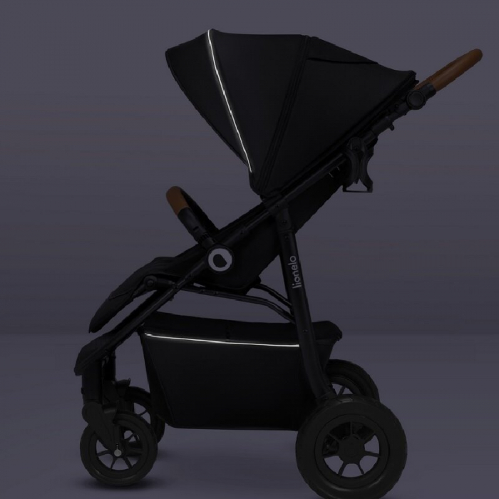 Carucior sport, Lionelo, Natt, De la nastere, Cu accesorii si capotina XXL reglabila, 0 - 22 kg, Conform cu standardele europene de securitate EN1888-1, EN1888-2, Negru Onyx [29]