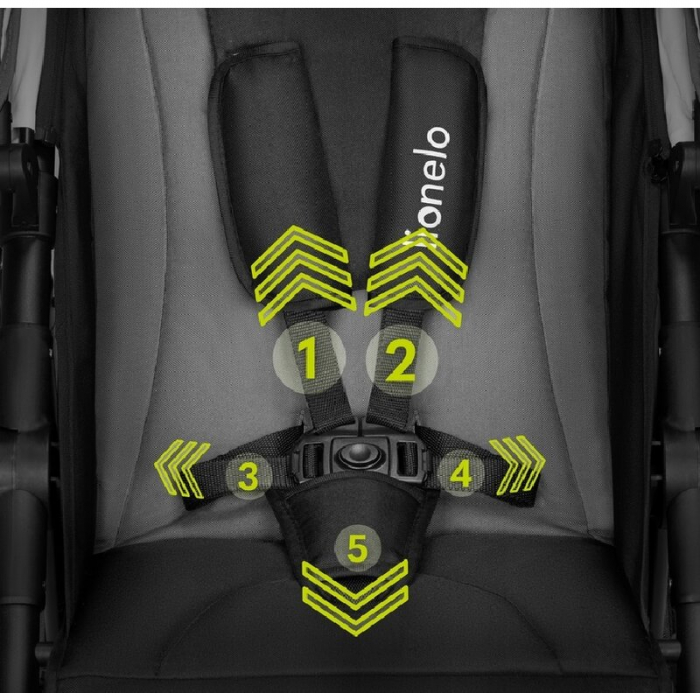 Carucior sport, Lionelo, Natt, De la nastere, Cu accesorii si capotina XXL reglabila, 0 - 22 kg, Conform cu standardele europene de securitate EN1888-1, EN1888-2, Gri [23]