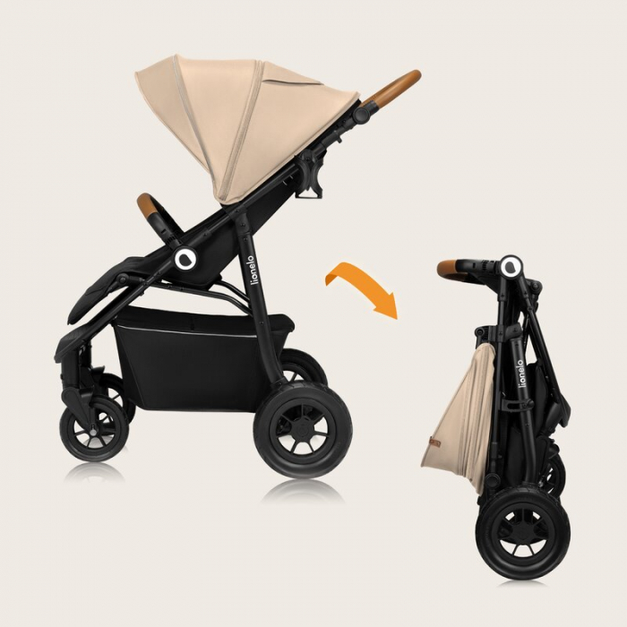 Carucior sport, Lionelo, Natt, De la nastere, Cu accesorii si capotina XXL reglabila, 0 - 22 kg, Conform cu standardele europene de securitate EN1888-1, EN1888-2, Bej [29]