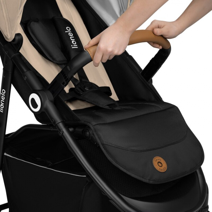 Carucior sport, Lionelo, Natt, De la nastere, Cu accesorii si capotina XXL reglabila, 0 - 22 kg, Conform cu standardele europene de securitate EN1888-1, EN1888-2, Bej [19]