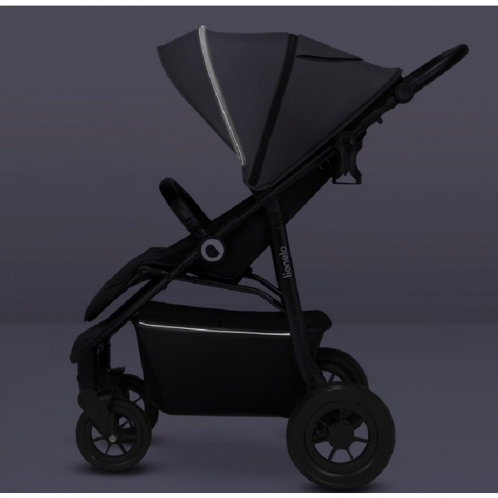 Carucior sport, Lionelo, Natt, De la nastere, Cu accesorii si capotina XXL reglabila, 0 - 22 kg, Conform cu standardele europene de securitate EN1888-1, EN1888-2, Gri [22]