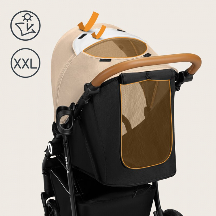 Carucior sport, Lionelo, Natt, De la nastere, Cu accesorii si capotina XXL reglabila, 0 - 22 kg, Conform cu standardele europene de securitate EN1888-1, EN1888-2, Bej [25]